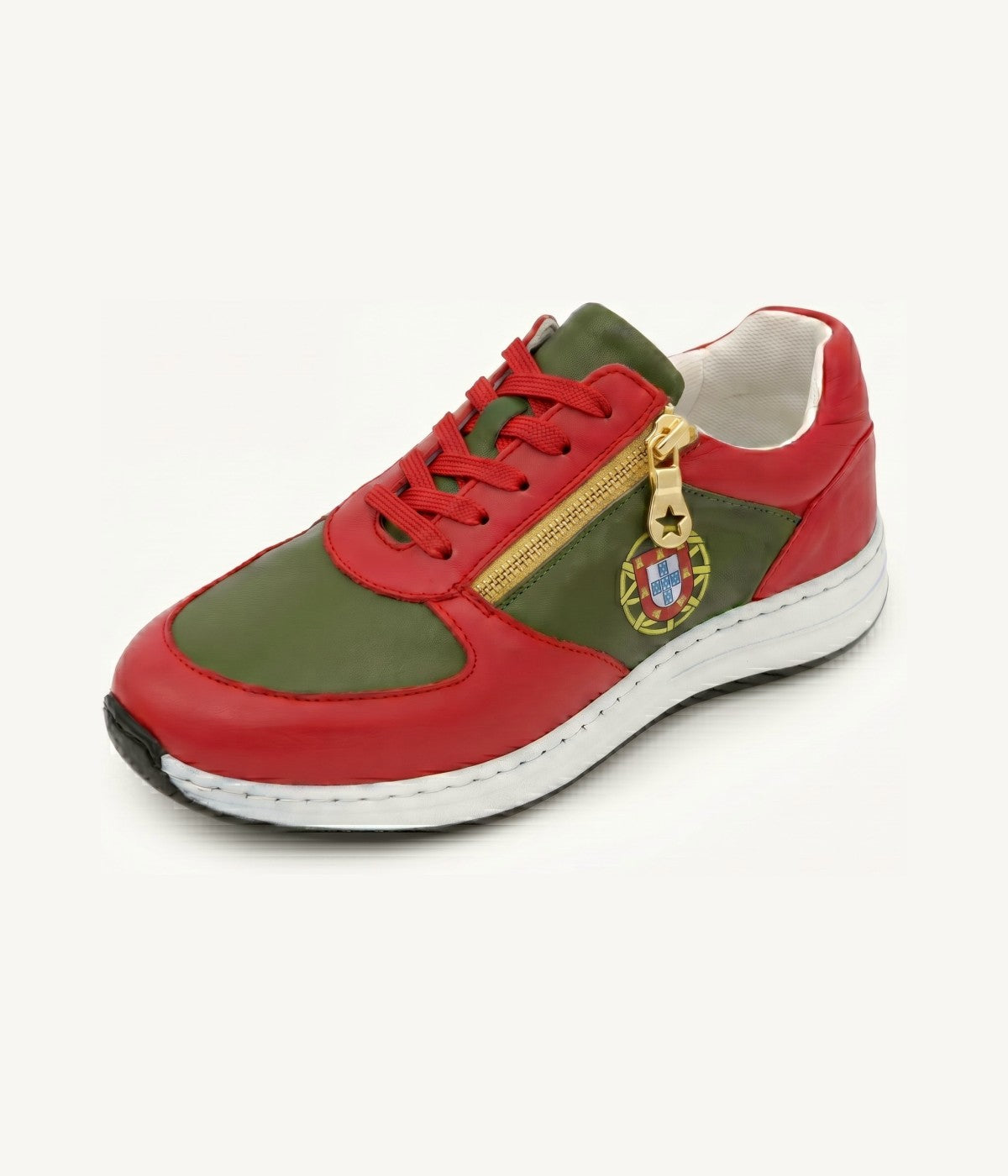Sneaker femme Portugal EliSola — vert profond et rouge